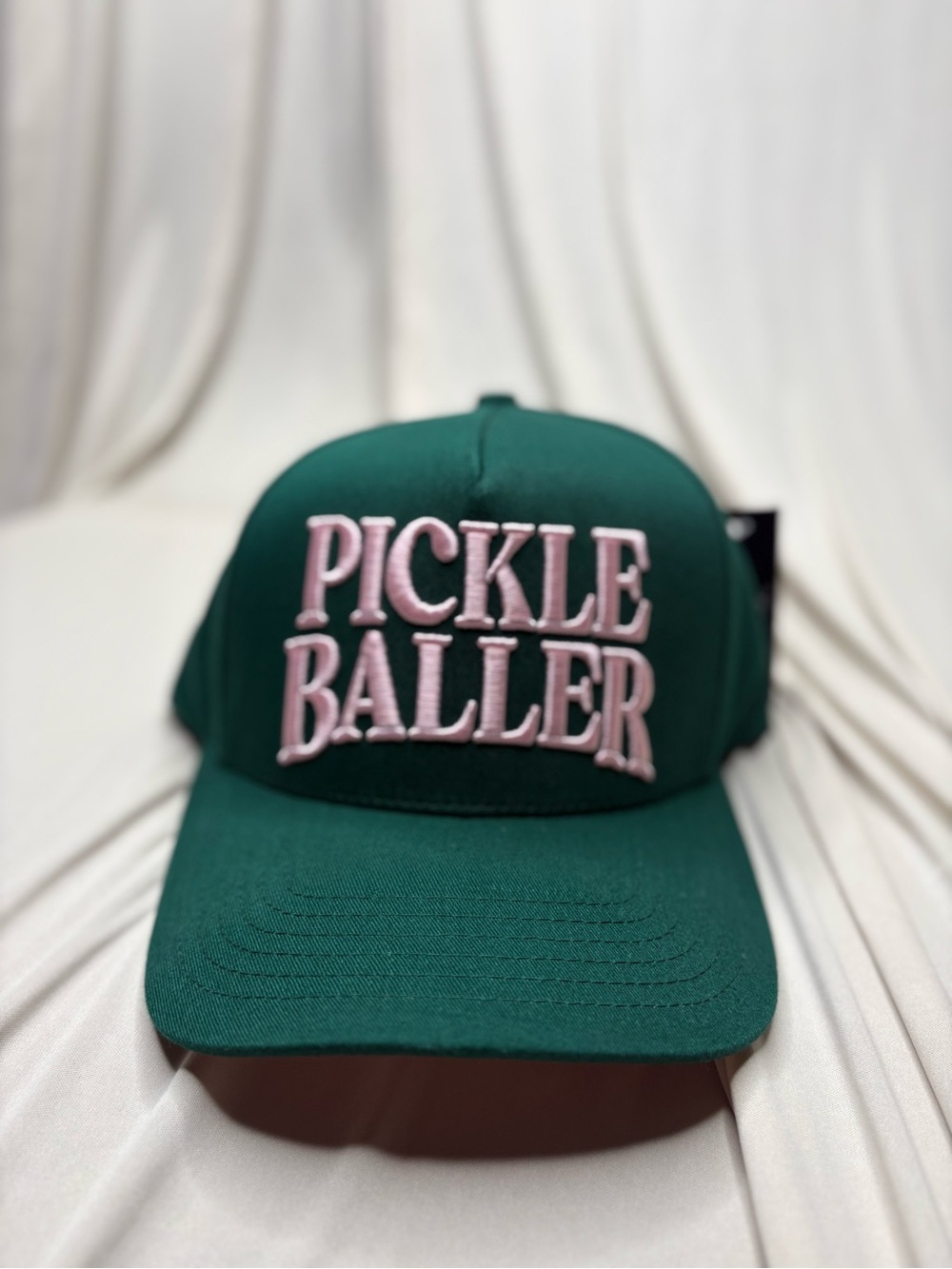 C.C Green Hat with Pink "PICKLE BALLER" Embroidery
